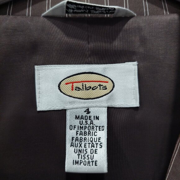 Talbots Brown Pinstripe Stretch Italian Fabric Pants Suits, Size 4 - Picture 4 of 14